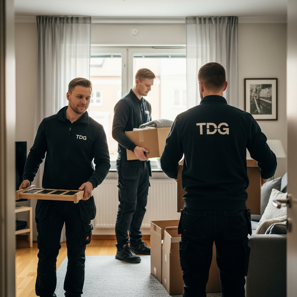 TDG:s personal utför komplett dödsbohjälp i en bostad i Göteborg.